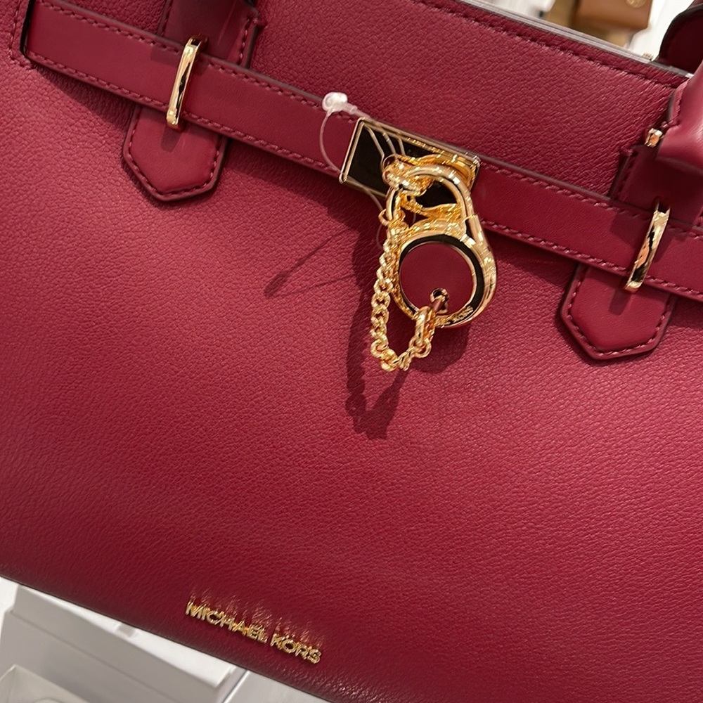 MICHAEL KORS HAMILTON MEDIUM SATCHEL DARK CHERRY COLOR - Picture 3 of 16